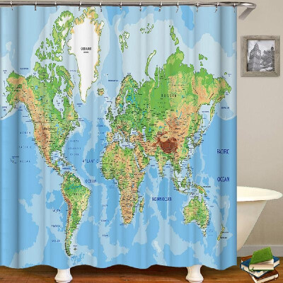 

Shower Curtain Simple Style Printed Blackout Curtains Waterproof Mildew-proof Bathroom Curtain 71"x71