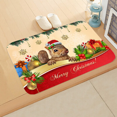 

New Christmas Festive Santa Claus Elk Mat Bedroom Bathroom Home Absorbent Non-Slip Mat 16X24In