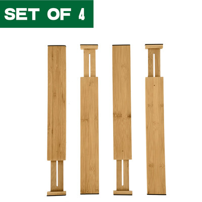 

Gobestart Bamboo Drawer Divider Adjustable & Expendable Kitchen Drawer Organizer Set Of 4