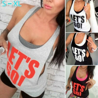 

Gym Vest Women Racerback Yoga Workout Vest Tank Sports Top Clothes "Lets Go "