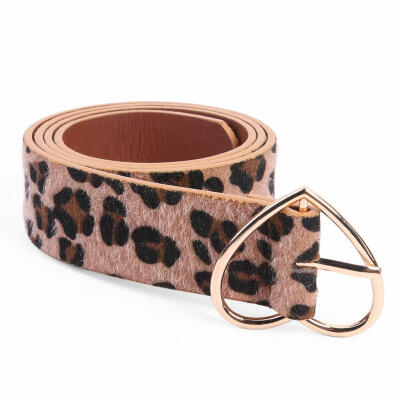 

Leopard Print PU Leather Waistband Women Waist Belts Heart Pin Buckle Belt