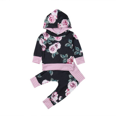 

Toddler Baby Boys Girls Flower Hooded Tops T-shirt Pants Leggings Outfit Set