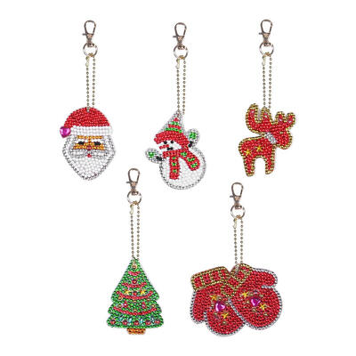 

5pcs DIY Full Drill Diamond Painting Special Shaped Christmas Key Chain