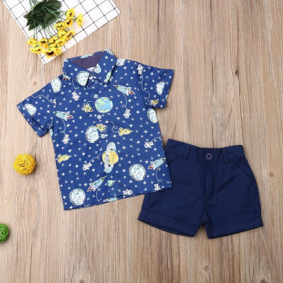 

UK Baby Boy Kids Wedding Formal Gentleman Suit Cartoon ShirtShorts Clothes Sets