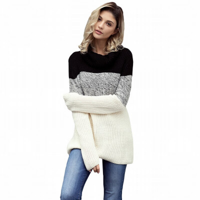 

High-neck long-sleeved hooded cardigan casual knit sweater