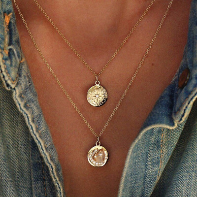 

Multi Layer Shell Pendant Necklace For Women Gold Chain Necklace Crystal Choker Necklaces Summer Bohemian Best Friend Jewelry