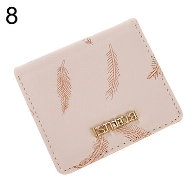 

Antler Feather Bifold Purse Card Cash Holder Women Faux Leather Short Wallet