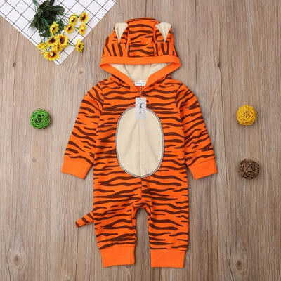 

Newborn Baby Boy Girl Hooded Romper 3D Tiger Outfits Bodysuit Jumpsuit 0-18M