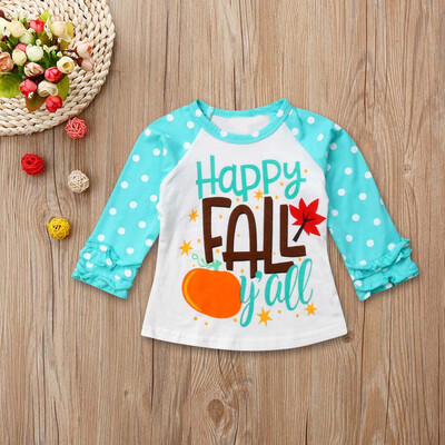

Toddler Baby Kid Girl Boy Ruffle Letter Turkey Tops T-Shirt Thanksgiving Clothes