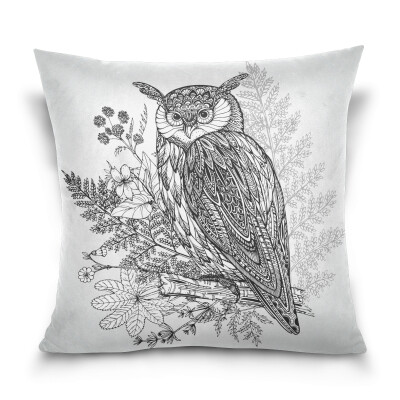 

ALAZA Thanksgiving Throw Pillow Cover 16 X 16 inch Cushion Cover with Hand Drawn Owl Printed Pillowcase