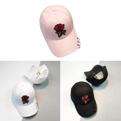 

Women Hat Hip Hop Floral Flower Cap Baseball Flat Peaked Adjustable Snapback Hat