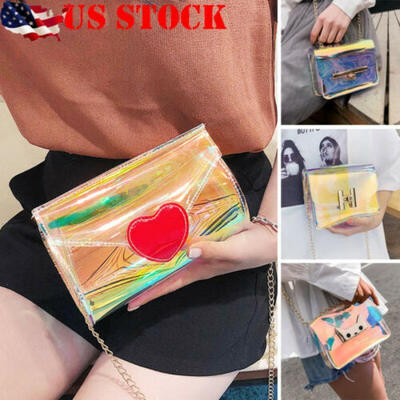 

US STOCK Transparent Glitter Itabag Laser Handbag Women Shoulder Messenger