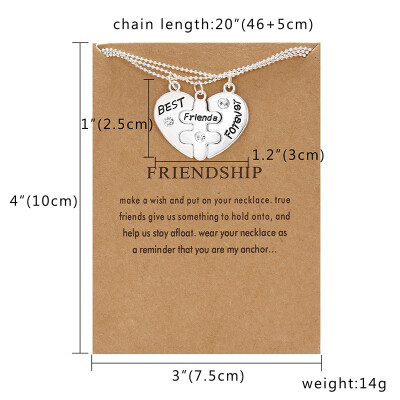 

Friendship Card Couple Necklace for Women&Men 2pcs LOVE YOU Broken Heart Pendant Paired Necklace Valentines Day Gift