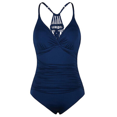 

Saidsome Womens Halter One Piece Swimsuits Braid Macrame Ruched Tummy Control Swimwear