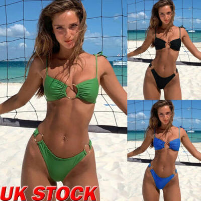 

Womens Bikini Set Swimsuit Padded Bra Thong Bathing Suit Swimwear Beachwear