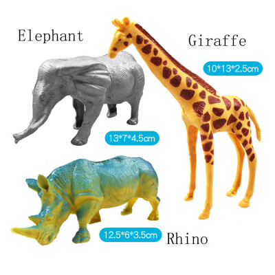 

YIWULAPuzzle Wild Animal Hippopotamu Elephant Rhino Giraffe Tree Seven-piece Model toy