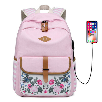 

Canvas Middle School Student Bag Backpack Marsol Casual Computer Bag Ms Backpack USB Charging Beach Travel Bag Outdoor