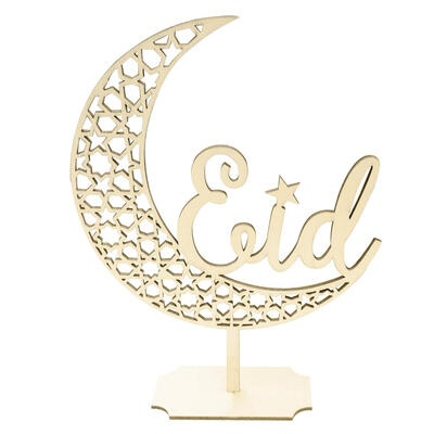 

Retro Wooden Eid Mubarak Moon Ornament Muslim Ramadan Festival Party Decor