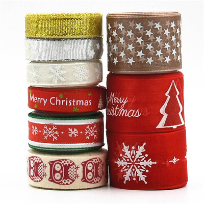 

9pcsset Printed Cotton Lace Ribbon Sewing Wedding Decoration Gift Wrapping Christmas Ribbon Merry Christmas Ribbons