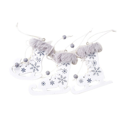 

3Pcs Wooden Christmas Skating Shoes Pendant Xmas Tree Ornament Door Window Decor