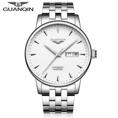 

GUANQIN GJ16058 Men Auto Mechanical Watch Date Day Display Stainless Steel Band Wristwatch