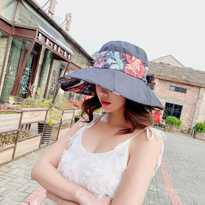 

Hat female summer big edge cover face foldable sun hat Korean spring&autumn outdoor versatile sun proof fisherman hat Japanese