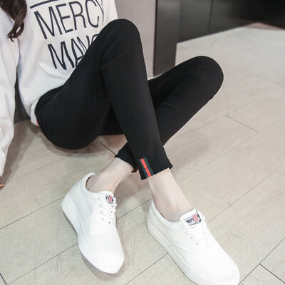 

Black Thin Pencil Pants Simple Casual Ankle-length Skinny Pants Women Leggings Pencil Pants Elastic Waist Skinny High Waist