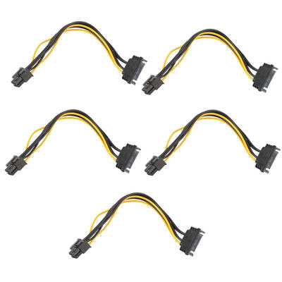 

5pcs 15pin SATA Power to 6pin PCI-e PCI Express Adapter Cable for Video Car