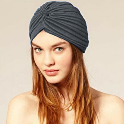 

Women Beanie Muslim Bonnet Indian Pleated Hat Elastic Islamic Chemo Cap Turban