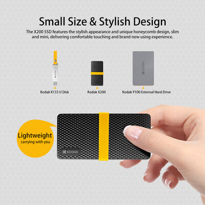 

KODAK X200 Series HD SSD Mobile Solid State Drive PSSD Low Power Consumption Rapid Read & Write Low Noise 256GB
