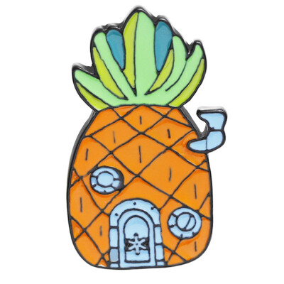 

Cartoon Yellow Pineapple House And Rose Flower Enamel Pins Backpack Denim Badge For Kids Gifts