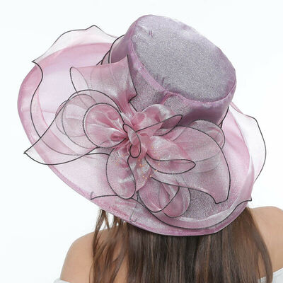 

New Womens Organza Church Summer Wide Brim Kentucky Derby Hat Party Wedding Cap