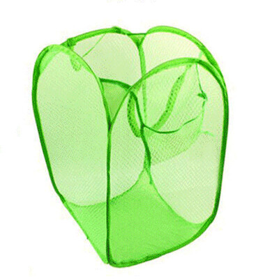 

Siaonvr Foldable Pop Up Washing Laundry Basket Bag Hamper Mesh Storage Green