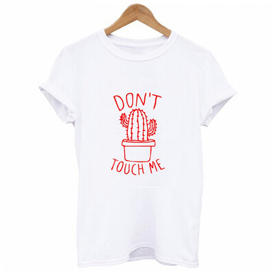 

Dont touch me Womens Casual Short Sleeve T Shirt Casual Top Ladies Cactus Tee