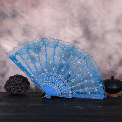 

Siaonvr Best Chinese Style Dance Wedding Party Lace Silk Folding Hand Held Flower Fan