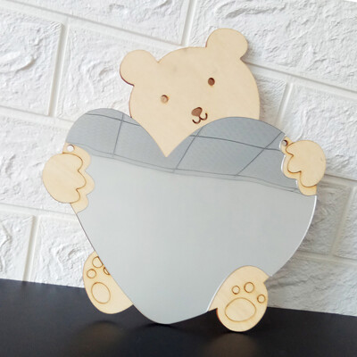 

1x Creative Acrylic Wooden Mirror DIY Children Cartoon Wall Home Decoration Safe