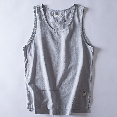 

Toponeto Mens Casual Cotton Vest Loose Solid Color Breathable Tops Loose Sleeveless Tee