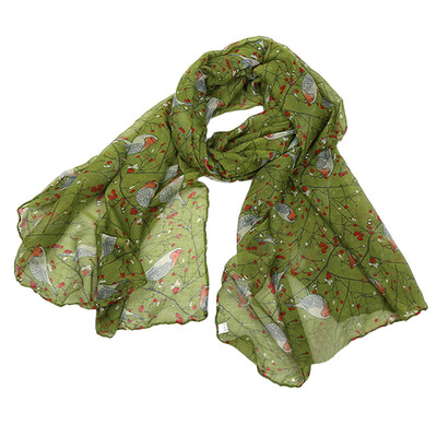 

Gobestart Women Ladies Long Cute Winter Christmas Robin Bird Patten Print Scarf Wrap