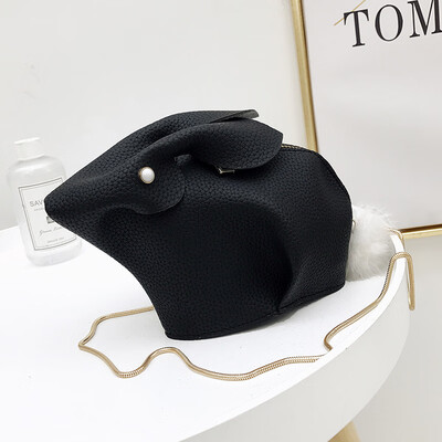 

Cute Rabbit Childrens Bags Women Mini Messenger Bags Animal Crossbody Bags PU Leather for Girls Chains Brand Designer Hairball