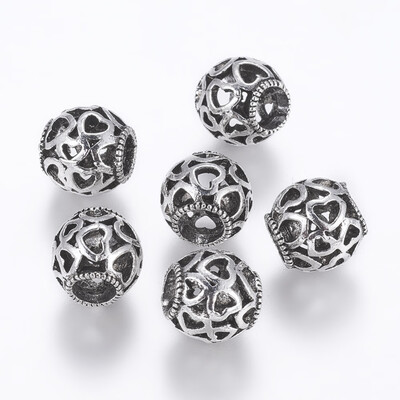 

Tibetan Style Alloy European Beads Large Hole Beads Rondelle Antique Silver 10x10mm Hole 5mm