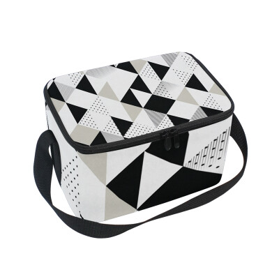 

ALAZA Insulated Lunch Box Triangles Pattern Lunch Bag for Men Women Portable Tote Bag Cooler Bag