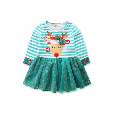 

Details about Xmas Toddler Kids Baby Girls Deer Striped Dress Casual Long Sleeve Skirt Clothes