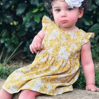 

Summer Toddler Baby Girls Kids Fly Sleeve Floral Print Dress Clothes Dresses