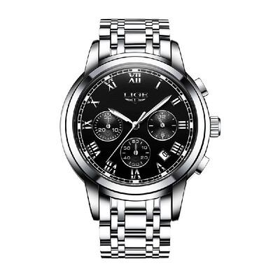 

LIGE 9810 Men Watch Quartz Business Simple Wristwatch Calendar Date Hour Minute Second Display Timer 3ATM Waterproof Fashion Casua