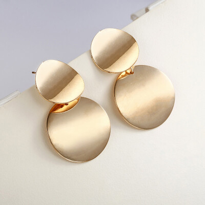 

E0202 Unique Metal Drop Earrings Trendy Gold Color Round Statement Earrings for Women New Arrival wing Fashion Jewelry