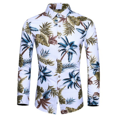 

Tailored Mens Fashion Hawaiian Style Leisure Printing Long-sleeved Shirt Tops Blouse