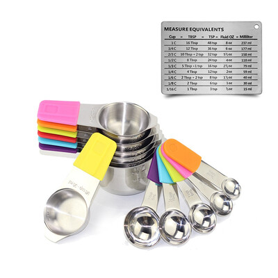 

Seven-piece 304 stainless steel magnet measuring cup five-piece 304 stainless steel magnet round measuring spoon scale plate c