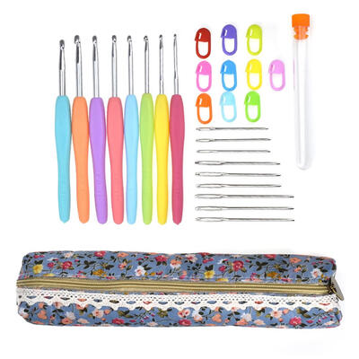 

28pcs Metal Aluminum Crochet Hooks Yarn Wool Stitching Knitting Needles Set