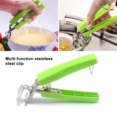 

Stainless Steel Silicone Handle Hot Bowl Dish Clamp Pot Pan Holder Kitchen Tool