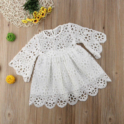 

Summer Newborn Girl White Hollow Flower Dress Outfits Clothes Dresses 0-6Y